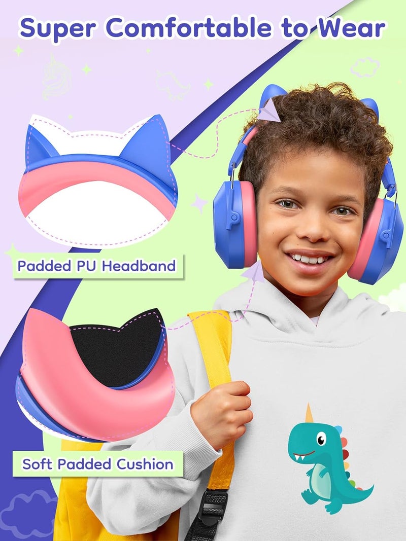 Dr.Meter Noise Cancelling Headphones for Kids, SNR 32dB Kids Hearing Protection Earmuffs for Noise Reduction, Head Band Adjustable Ear Muffs for Autism Sensory, Outdoor Activity 2Pack Pink+Blue - Image 2